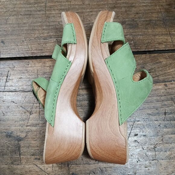 Dansko Sz 9.5 10 EU40 Sandals Sophie Green Slip On Shoes Buckle Leather - Picture 10 of 11